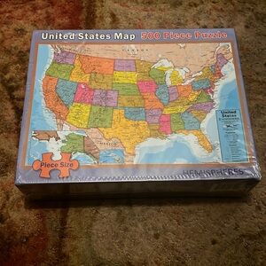 United States Map 500 Piece Jigsaw Puzzle - Size 24” x 36” - New in Box!!